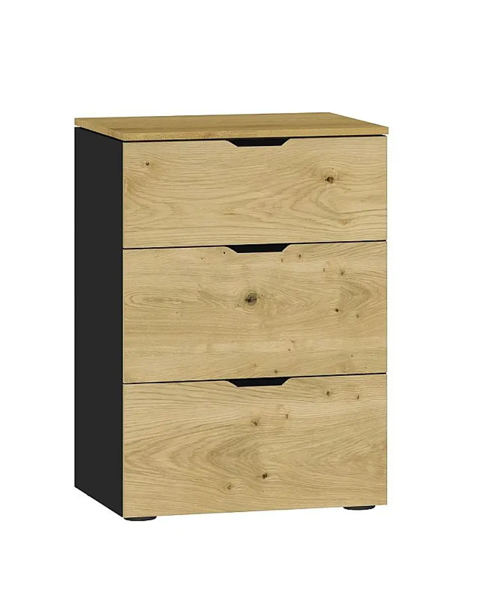Nachtkommode JOIN IT- Eiche Dekor, Schwarz