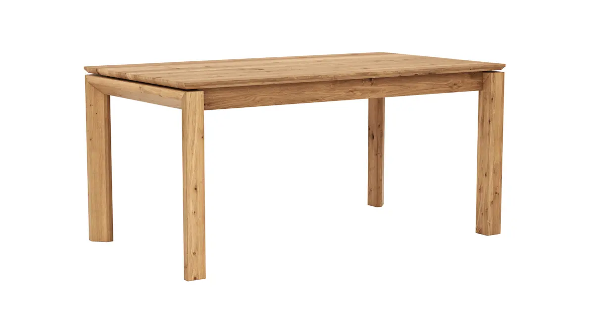 Esstisch Farmingdale - ausziehbar, Platte mit schräger Kante, LB ca. 160x90 cm, Eiche massiv, natur geölt