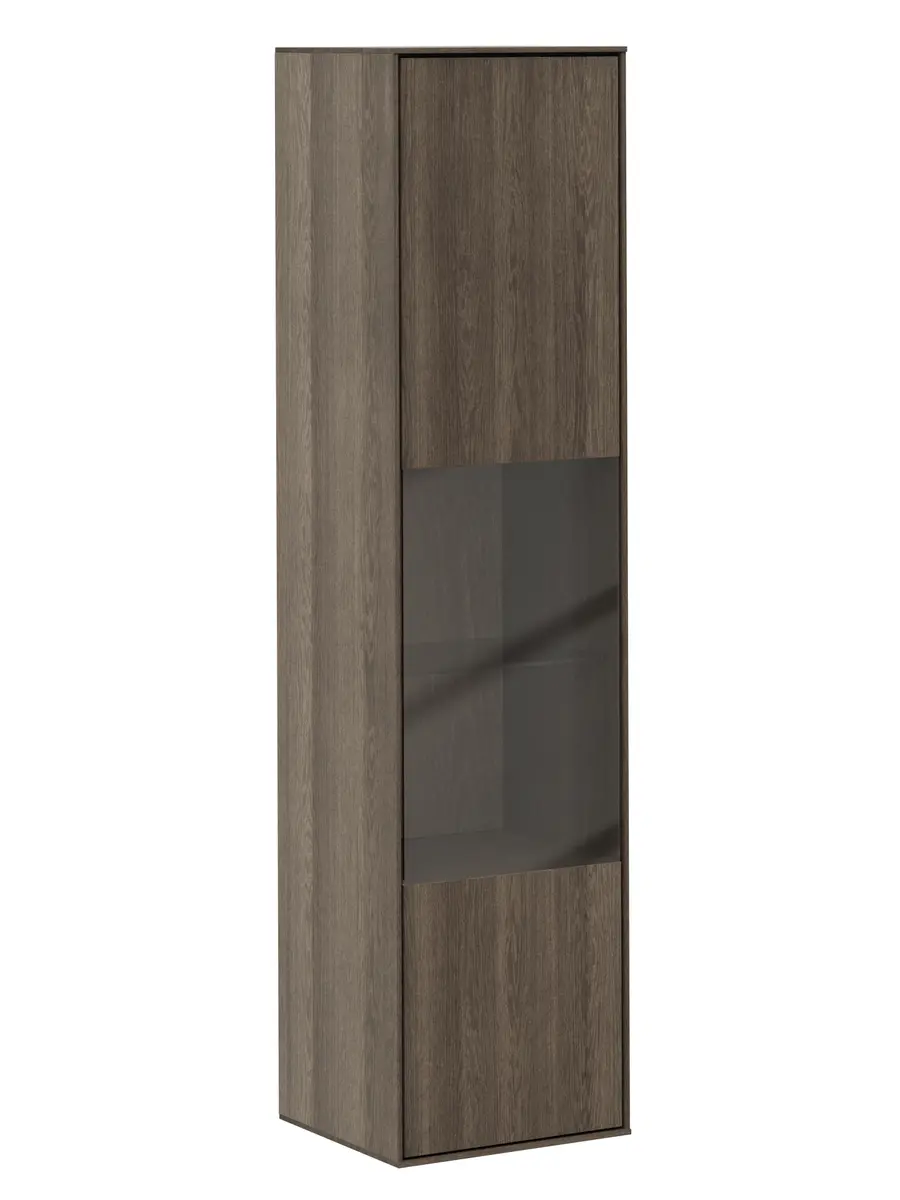 Hängevitrine Saratoga - Anschlag Rechts, Buche massiv, silbergrau geölt