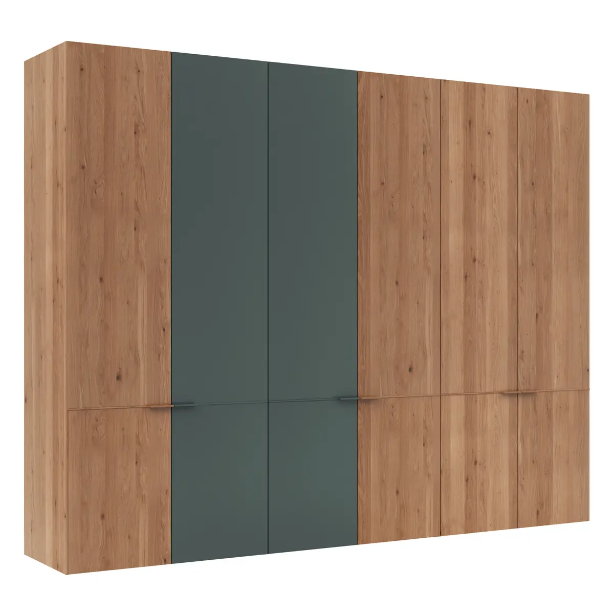 Drehtürenschrank Matera, B ca. 302, Ethno Eiche, Glas, blaugrün