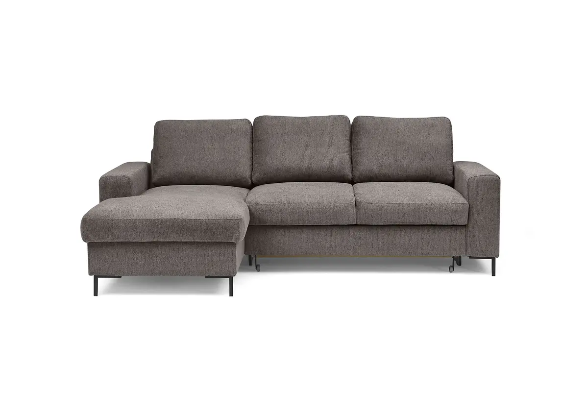 Ecksofa - Longchair links mit 2-Sitzer, Stoff, Mocca