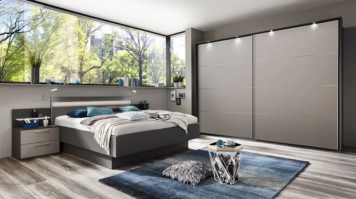 Schlafzimmer - Grau, Lack Manhattan