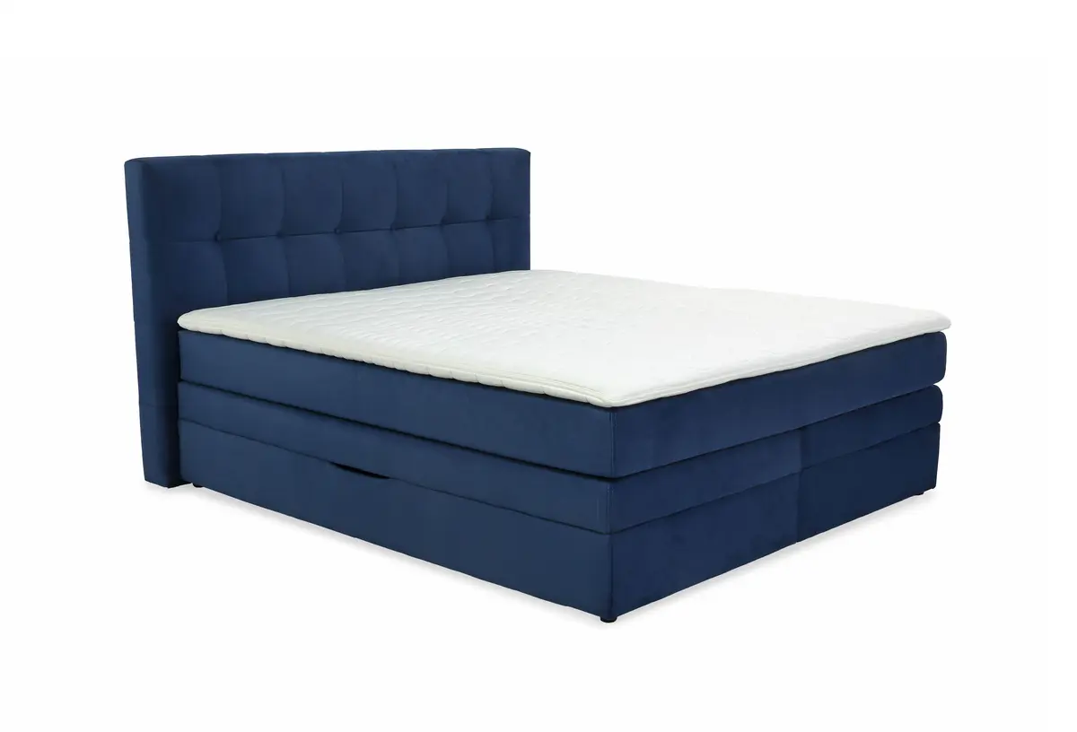 Boxspringbett- Liegefläche ca. 180x200 cm, Stoff, Dunkelblau, Max