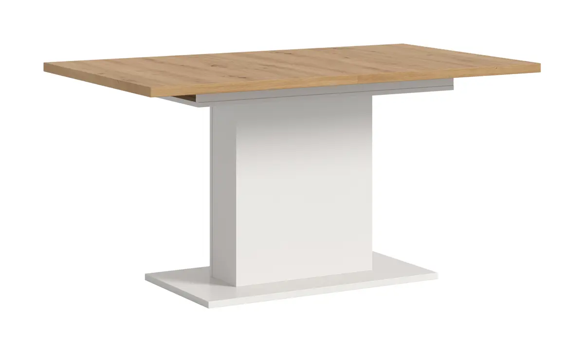 Esstisch - ausziehbar, LB ca. 150x90 cm, Artisan Eiche Nachbildung, Weiß