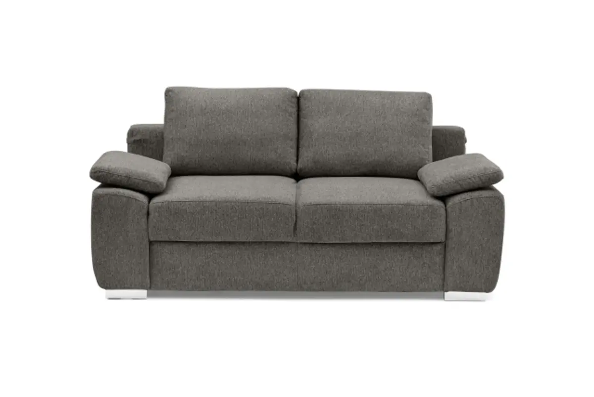 Schlafsofa EMIEL - 2-Sitzer inkl. Schlaffunktion und Bettkasten, Stoff, Braun