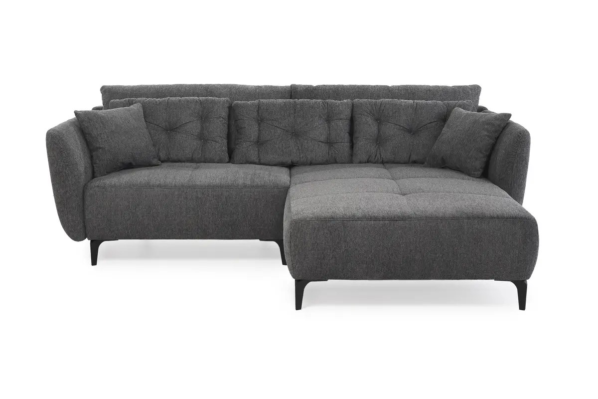 Ecksofa JANEK - 2,5-Sitzer, Ecke rechts, Stoff, Dunkelgrau