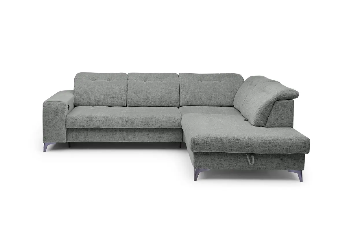 Ecksofa -2-Sitzer mit Ecke rechts, Kopfteil verstellbar, Sitztiefe verstellbar motorisch, Stoff, Anthrazit