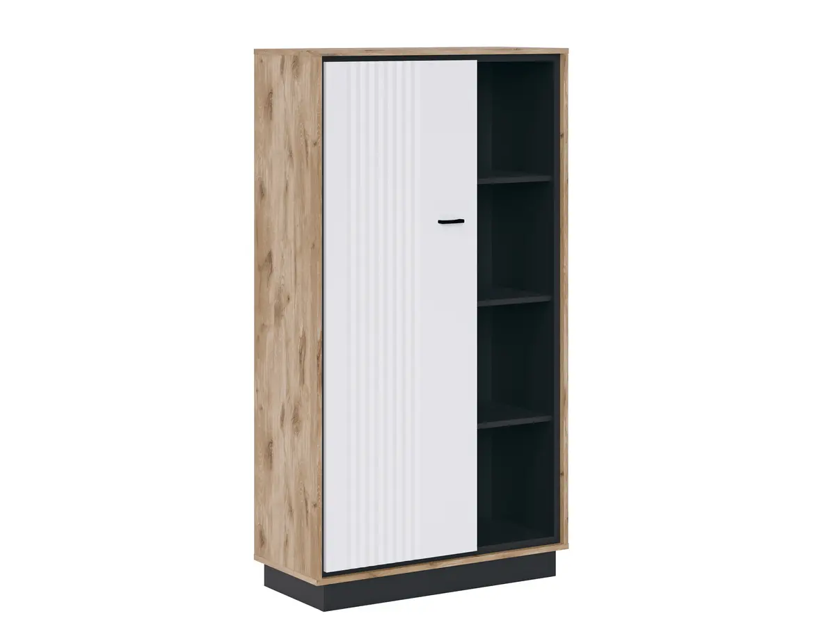 Regal- Eiche Dekor, Weiß Hochglanz