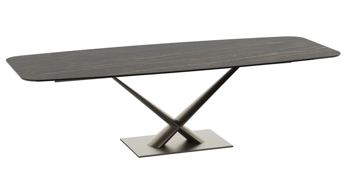 Esstisch Savona - LB ca. 280x100 cm, Fix, Keramik, Schwarz, Bootsform