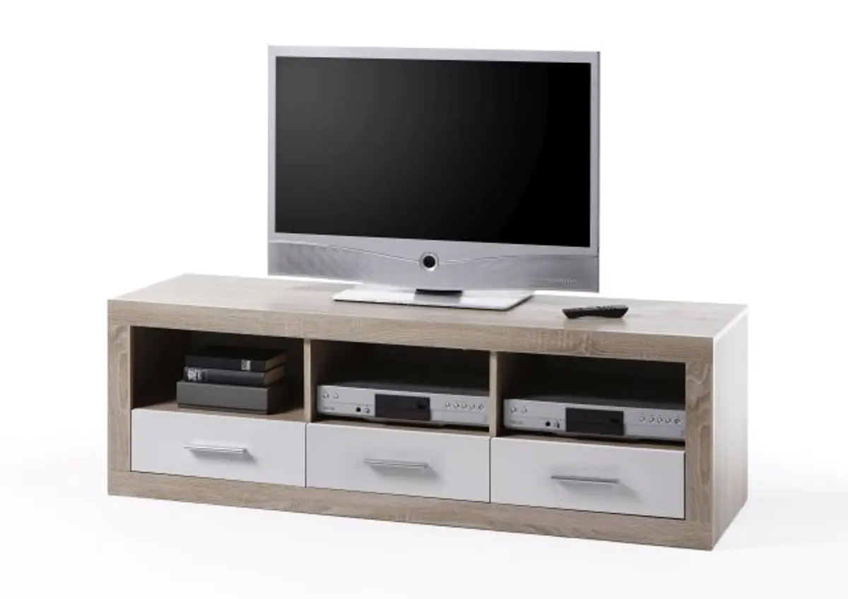 Lowboard - B ca. 147 cm, Sonoma Eiche Nachbildung, Weiß