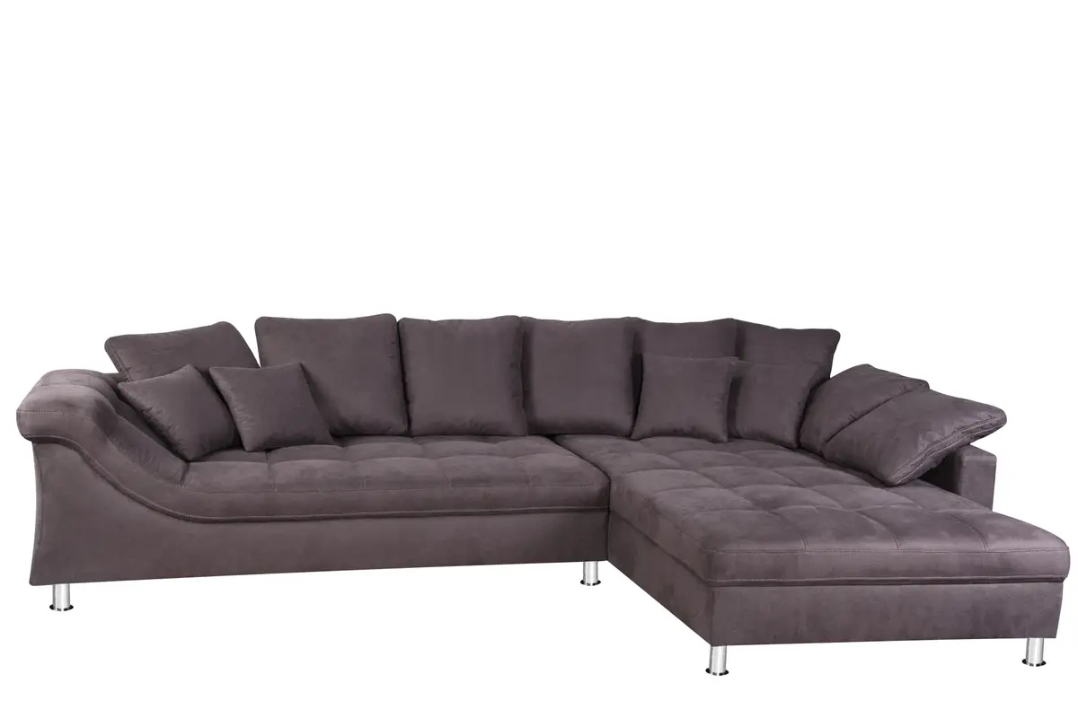 Ecksofa - 2-Sitzer, Stoff grau