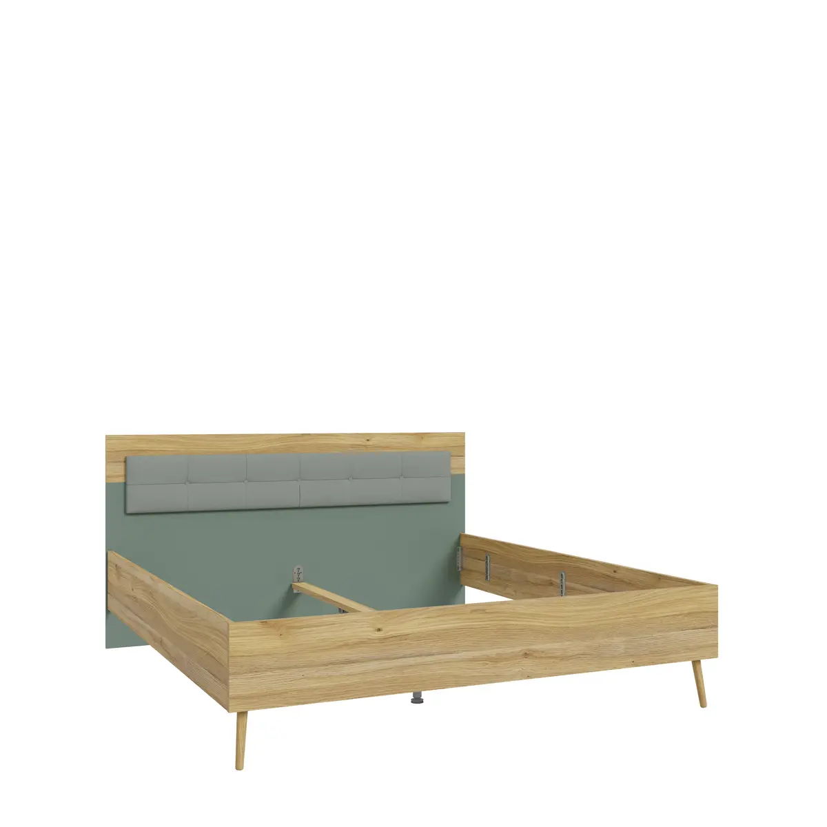 Bettgestell FIRELL- Liegefläche ca.180x200 cm, Eiche Dekor, Graugrün