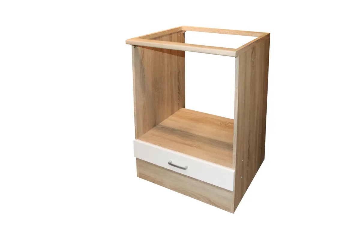 Herdschrank- B ca. 60 cm, Eiche Dekor, Weiß, Matt