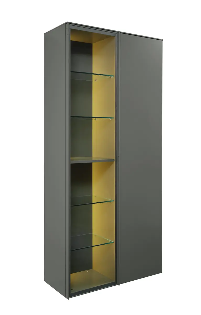 Vitrine Satola - inkl. Beleuchtung, Lack matt, Olive