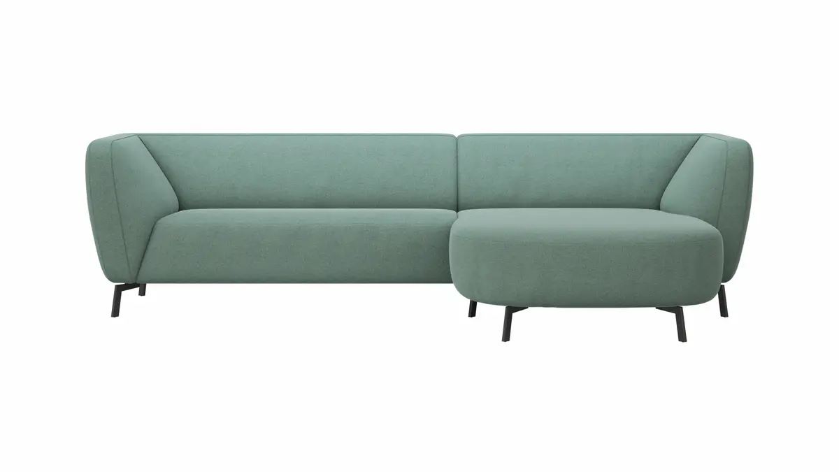 Ecksofa Morela - 2-Sitzer mit Longchair rechts, Stoff, Petrol