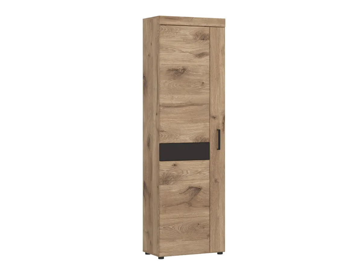 Garderobenschrank- B ca. 58 cm, Eiche Dekor, Dunkelgrau