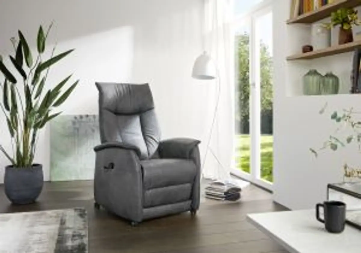 Fernsehsessel EM Düsseldorf - Relaxfunktion (3-motorisch), Leder, Brikett