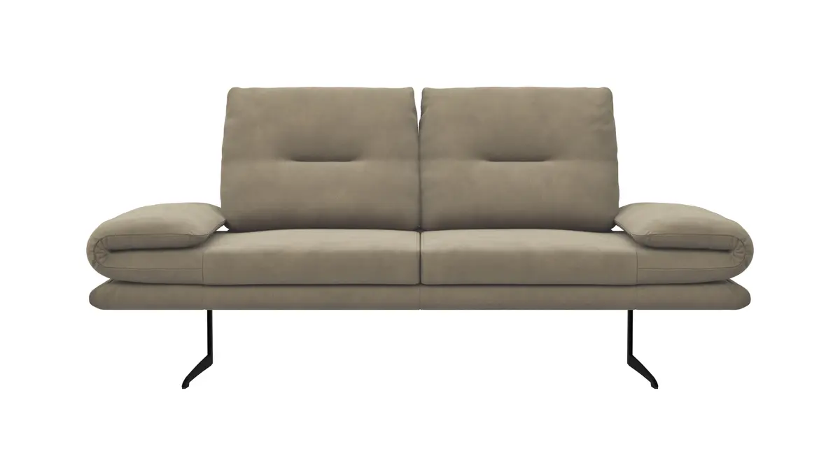 Sofa Lucero - 2,5-Sitzer inkl. Rückenlehne und Sitztiefe verstellbar, Leder, Taupe 
