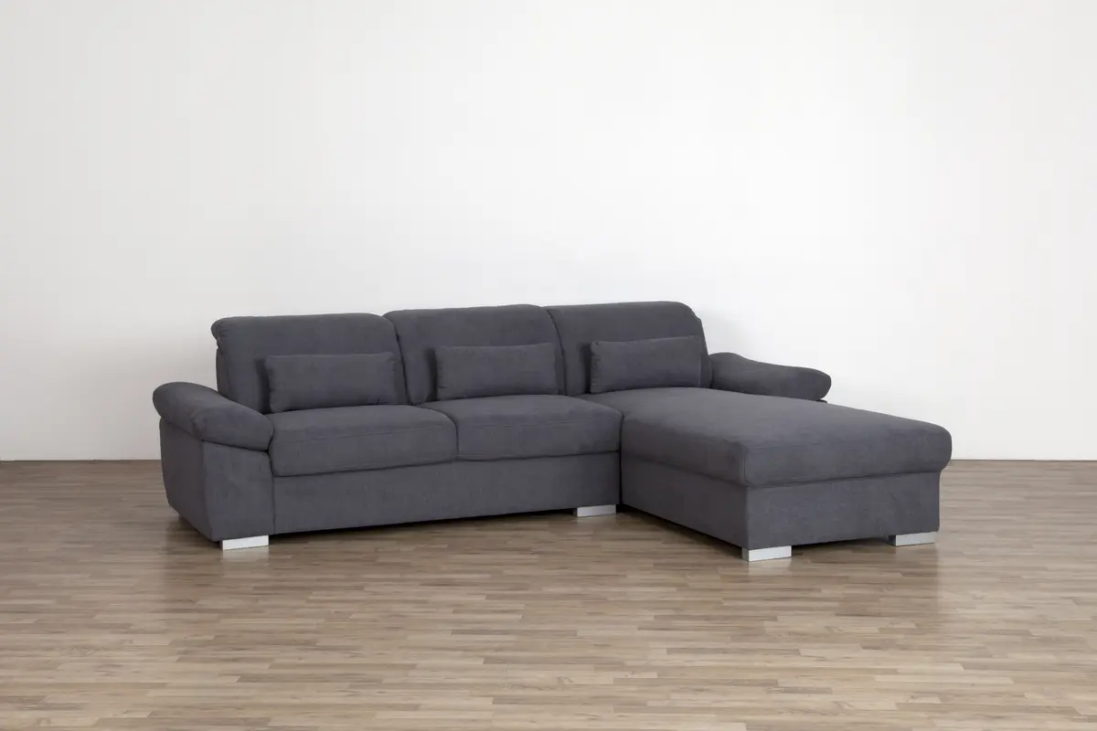 Ecksofa - 3-Sitzer, Ecke rechts inkl. Armteilverstellung in Microfaser Grau