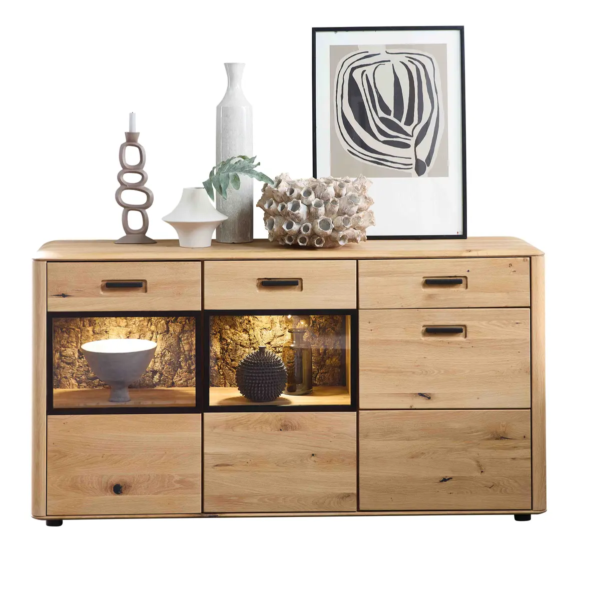 Sideboard mit Beleuchtung - Wildeiche massiv