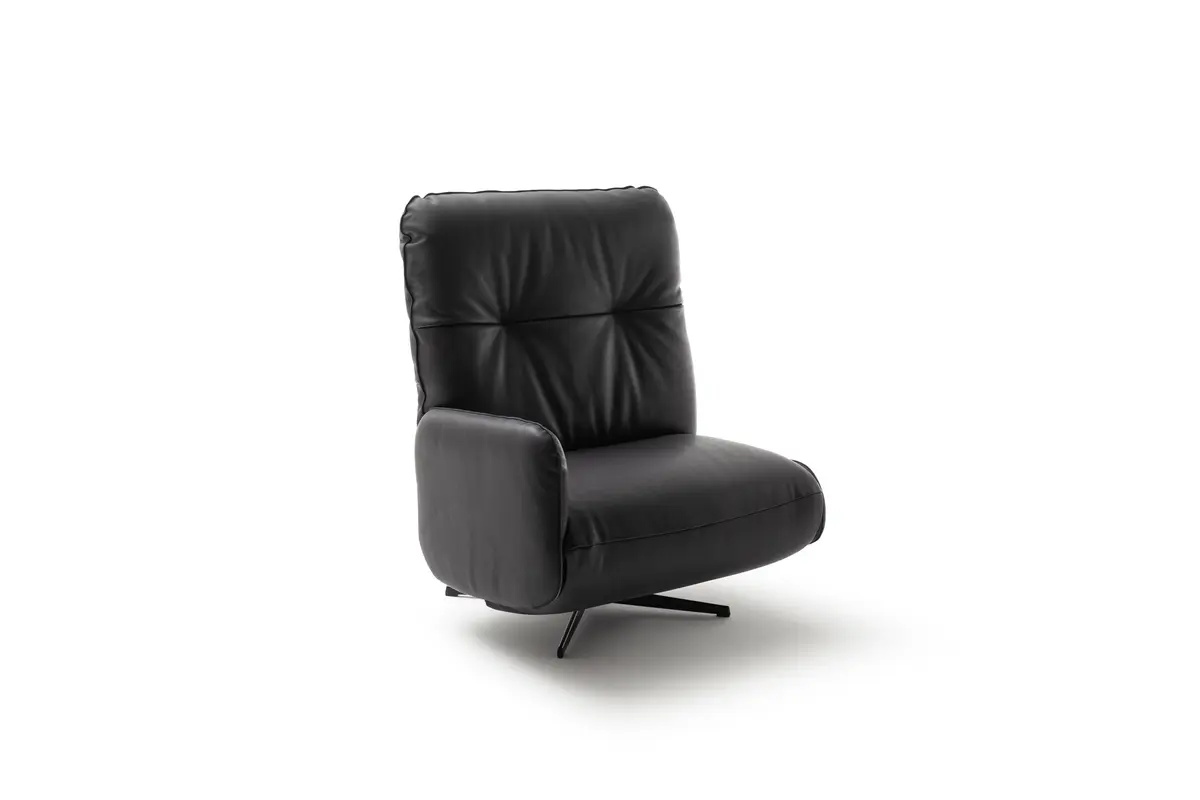 Loungesessel Lovere - Leder, Schwarz, Armlehne links