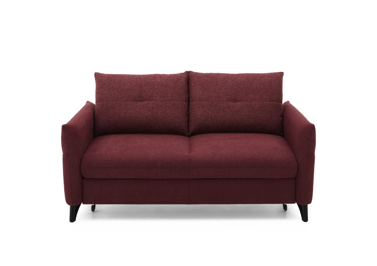 Sofa - 2-Sitzer, Schlaffunktion (manuell), Flachgewebe, Weinrot
