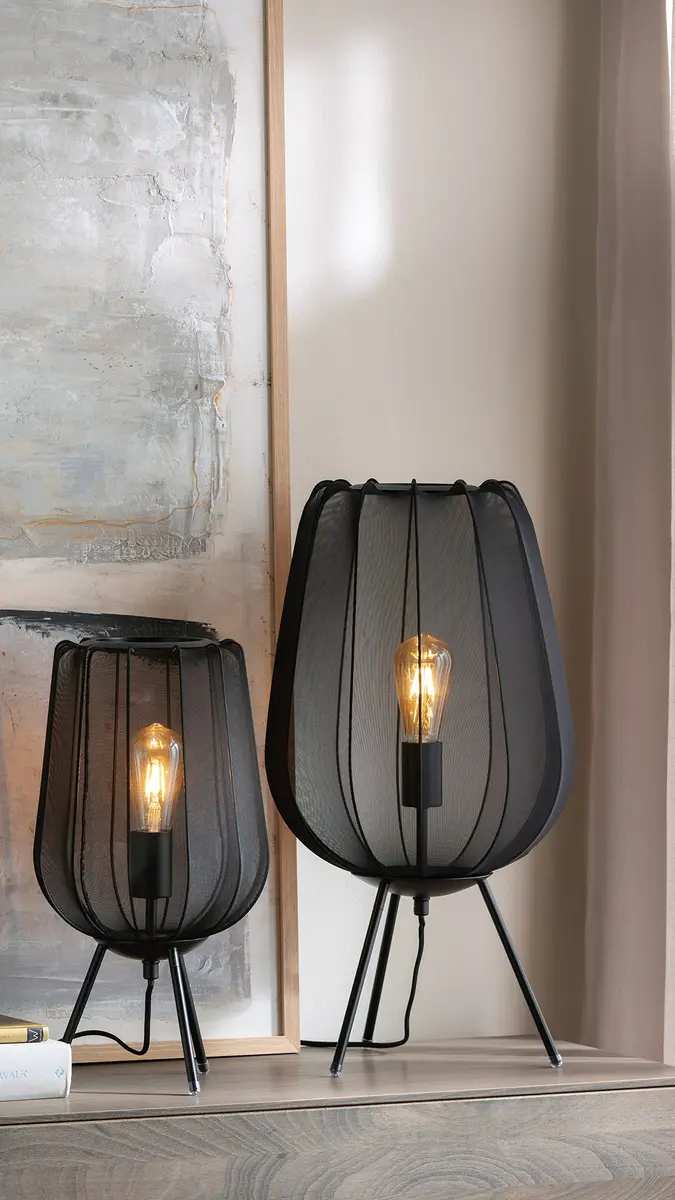 Tischleuchte - DH ca. 25x45 cm, Schwarz