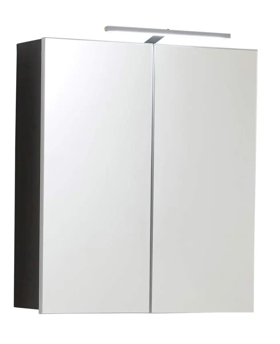 Spiegelschrank- B ca. 60 cm, Eiche Silber, Weiß