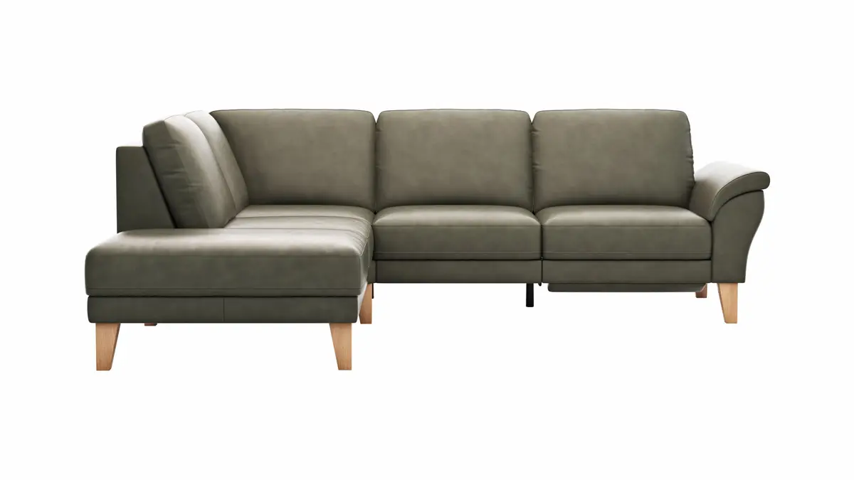 Ecksofa Rockport A - Ecke links mit 2,5-Sitzer inkl. Relaxfunktion (motorisch), Leder, Dunkelgrau