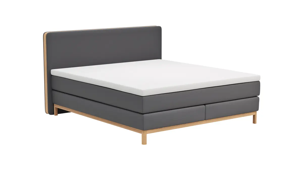 Boxspringbett Odense - Liegefläche ca. 180x200 cm, Stoff, Anthrazit