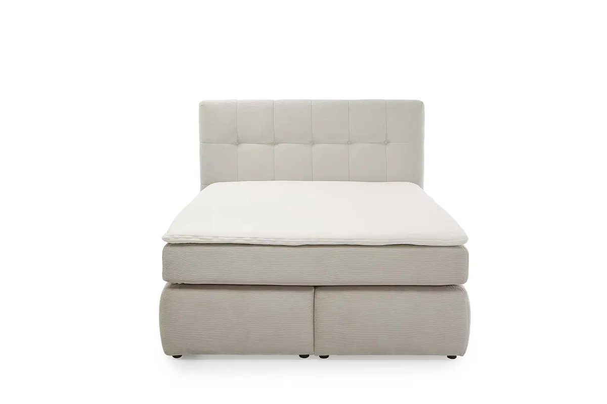 Boxspringbett JANAH- Liegefläche ca. 140x200 cm, Stoff, Creme