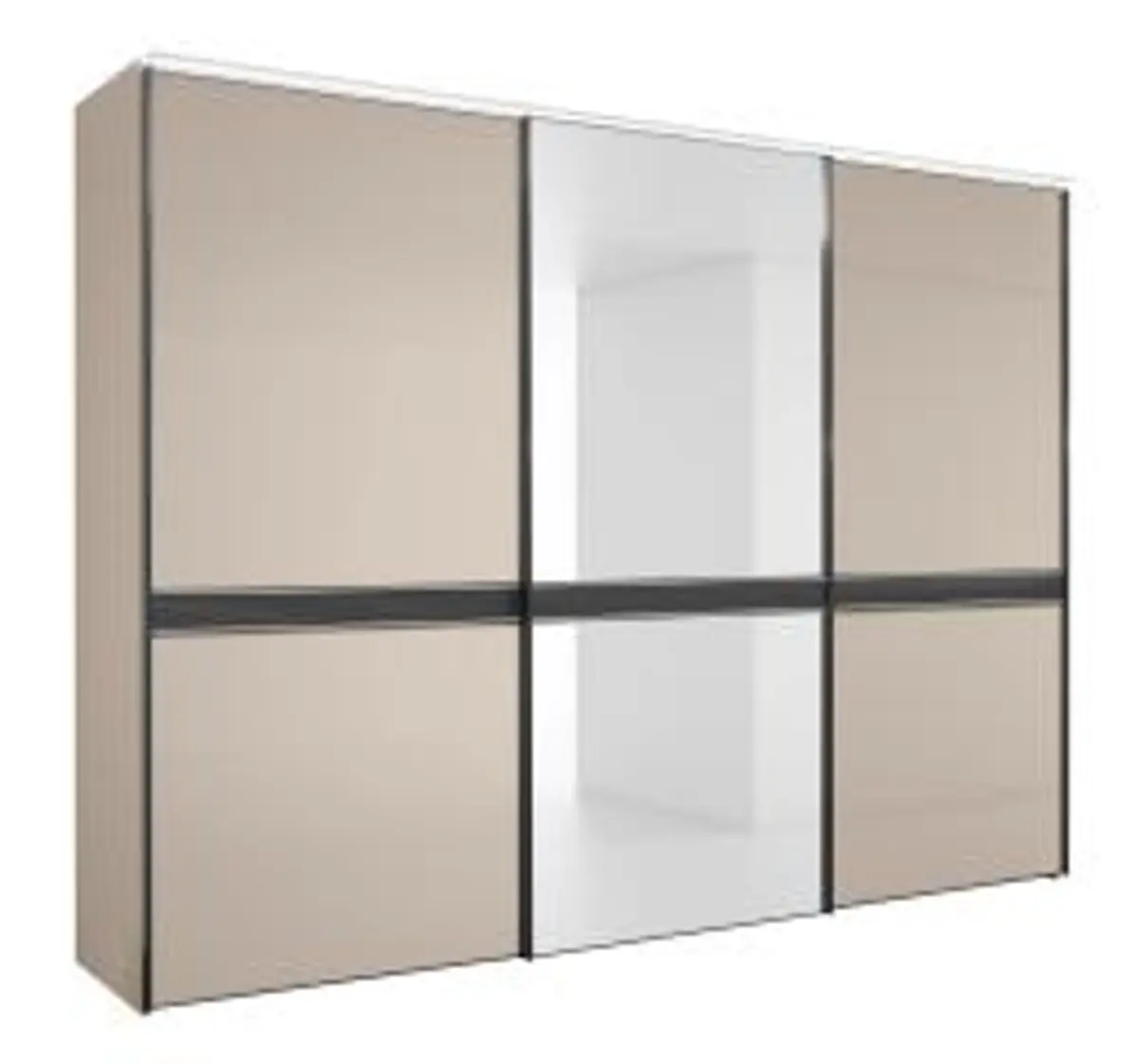 Schwebetürenschrank - B. ca. 298 cm, Sandglas, Kristallspiegel