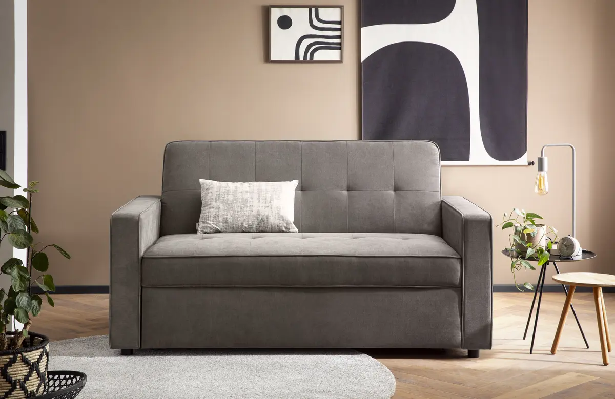 Schlafsofa - 2-Sitzer inkl. Schlaffunktion, Stoff, Braun