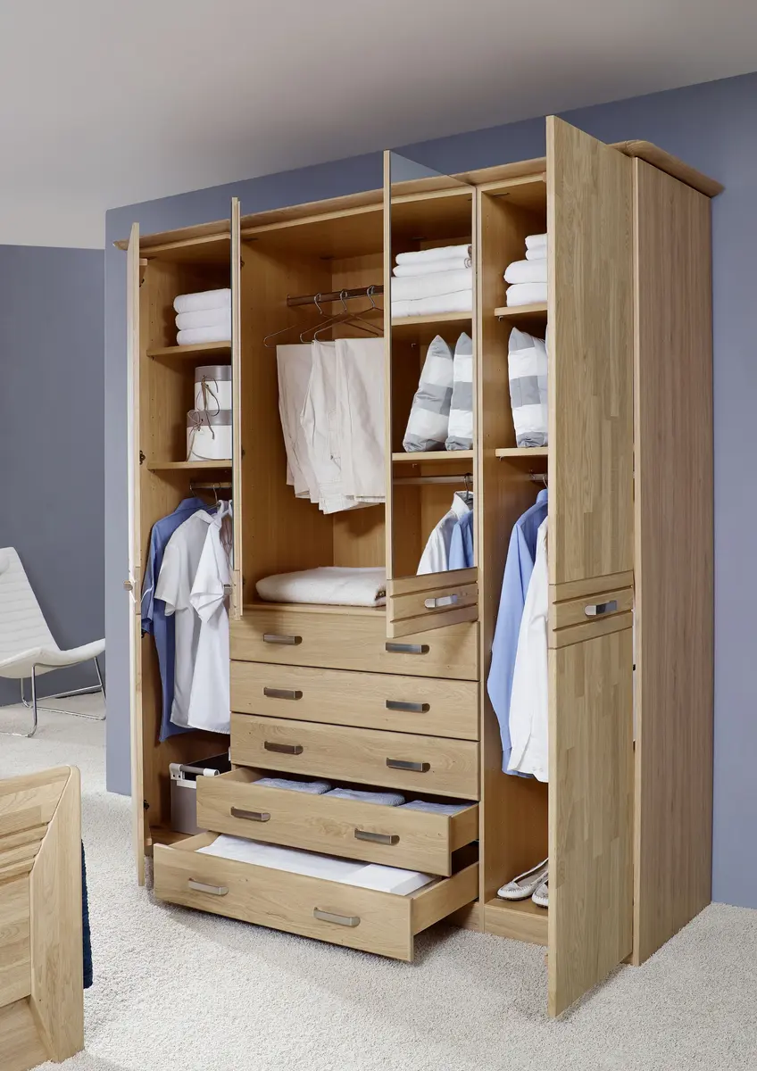 Funktionsschrank EM 1040 - B. ca. 189 cm, Wildeiche natur teilmassiv