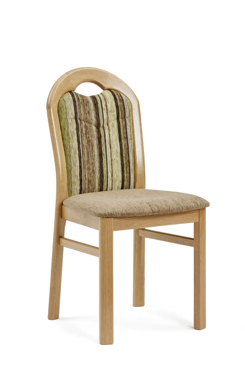 Polsterstuhl - Stoff, mehrfarbig, Grün-Braun
