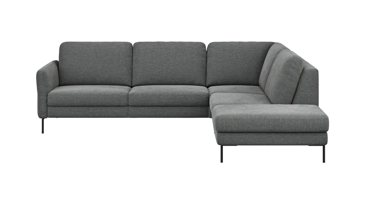 Ecksofa Enna - 3-Sitzer, Ecke rechts, Sitzvorzug (motorisch), Stoff, Anthrazit