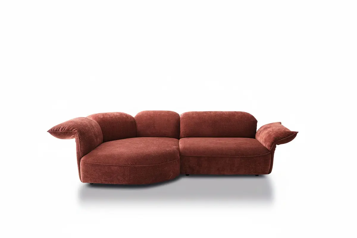 Ecksofa - Ecke links mit 1-Sitzer, Kopfteil/Armlehne verstellbar, Stoff, Rost