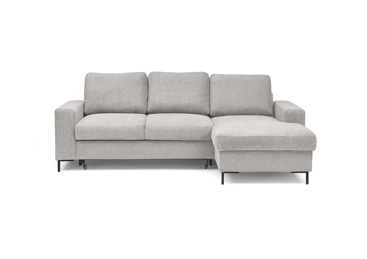 Ecksofa - 2-Sitzer mit Longchair rechts, Stoff, Sibergrau