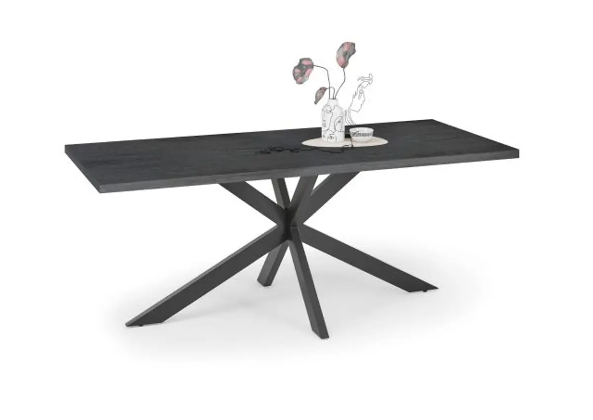 Esstisch - LB ca. 200x100 cm, Schwarzstahl, Schwarz