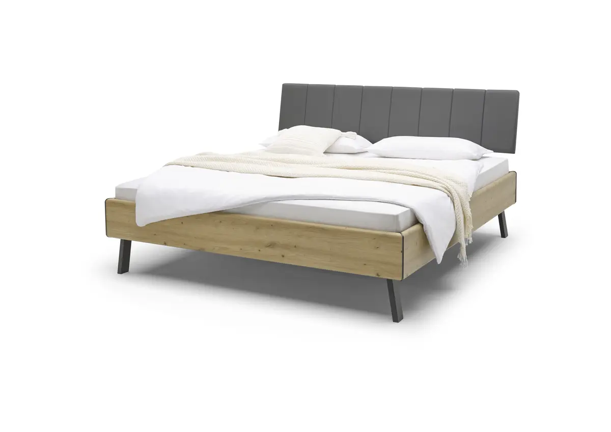Bettanlage REELA- Liegefläche ca. 180x200 cm, Eiche Dekor, Dunkelgrau