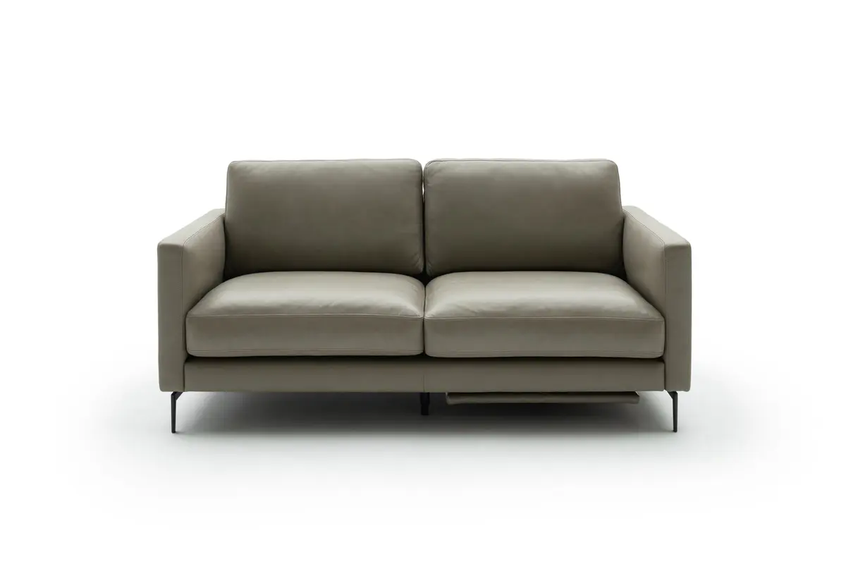 Sofa Cuneo - 2-Sitzer, Leder, Graubraun, Relaxfunktion, motorisch