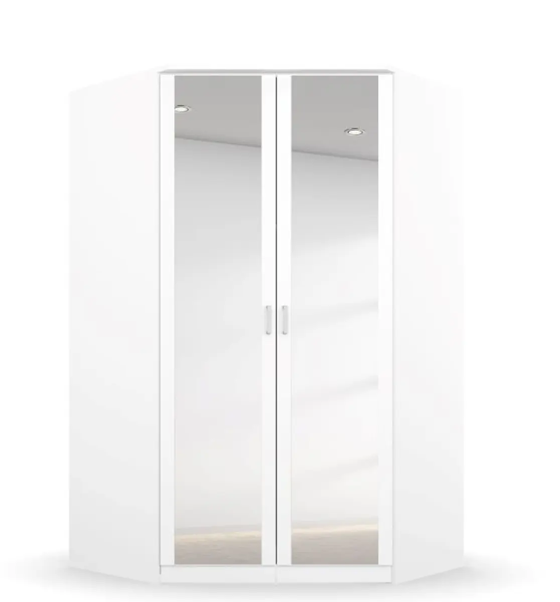 Eckschrank ROYAN- B ca. 117 cm, Weiß, Spiegel