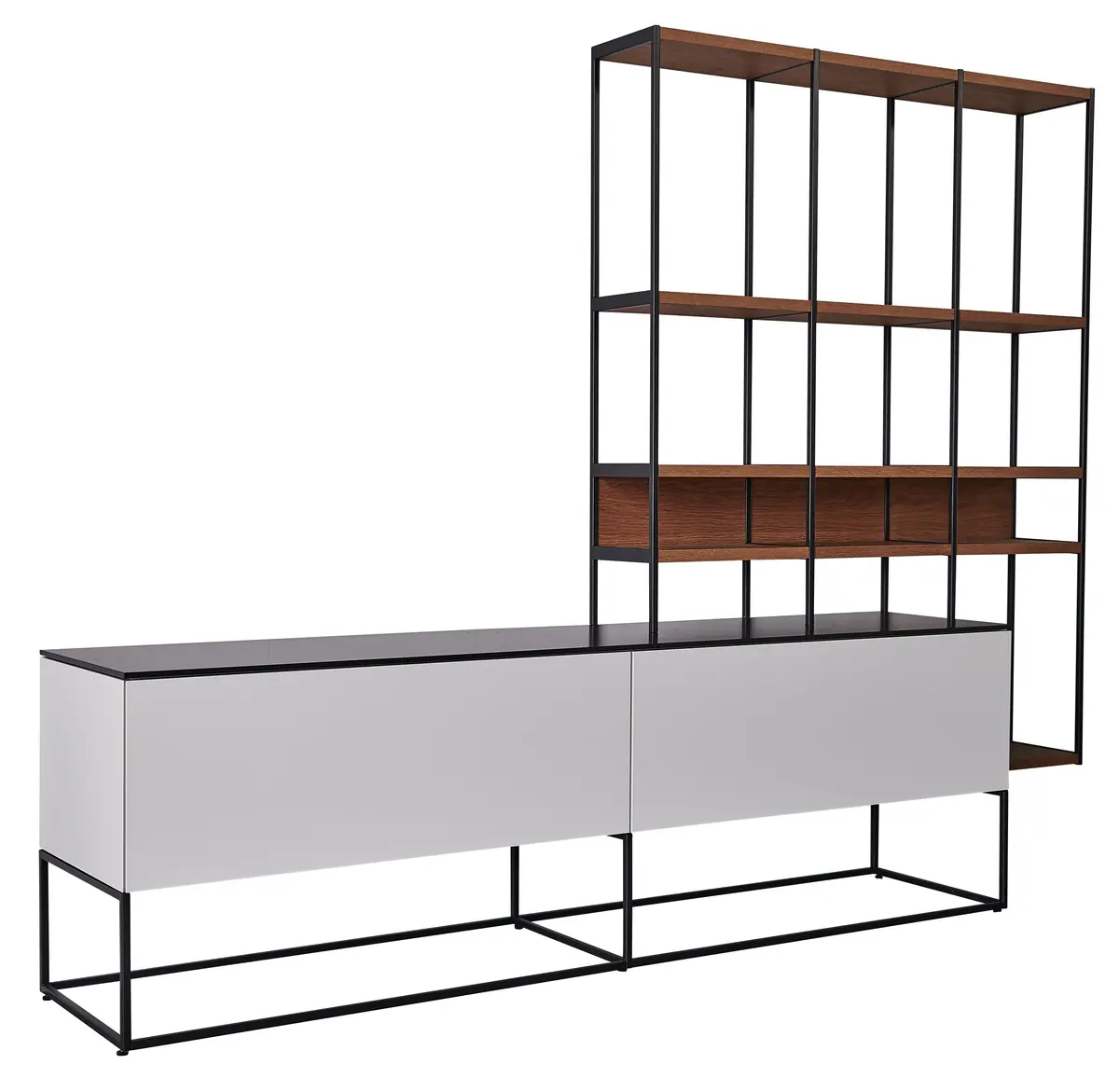 Wohnwand Catona - Lack matt, Weiß