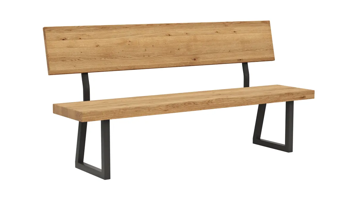 Holzbank Clifton - mit Rückenlehne, Breite ca. 180cm, Zerreiche massiv, natur