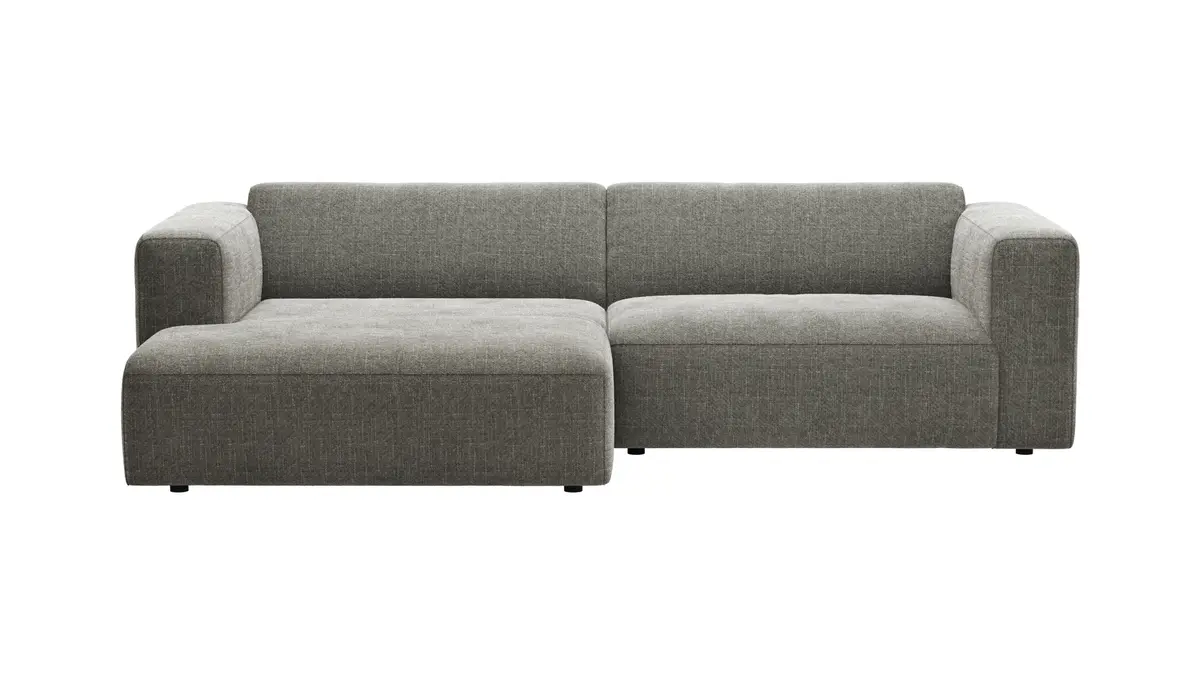 Ecksofa Laja - Longchair links mit 1-Sitzer, Stoff, Steingrau