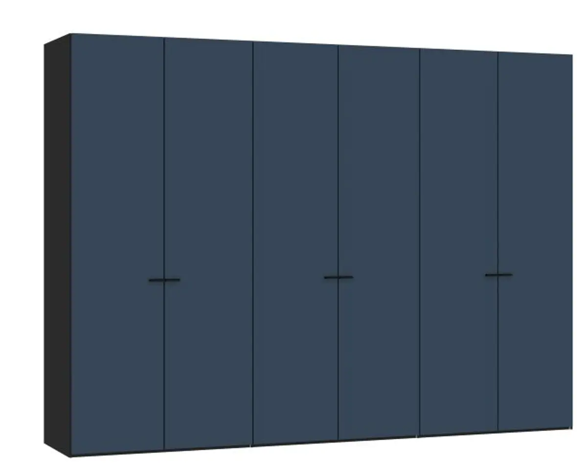 Drehtürenschrank JOIN IT- B ca. 303 cm,  Schwarz, Glas, Blaugrau, Matt