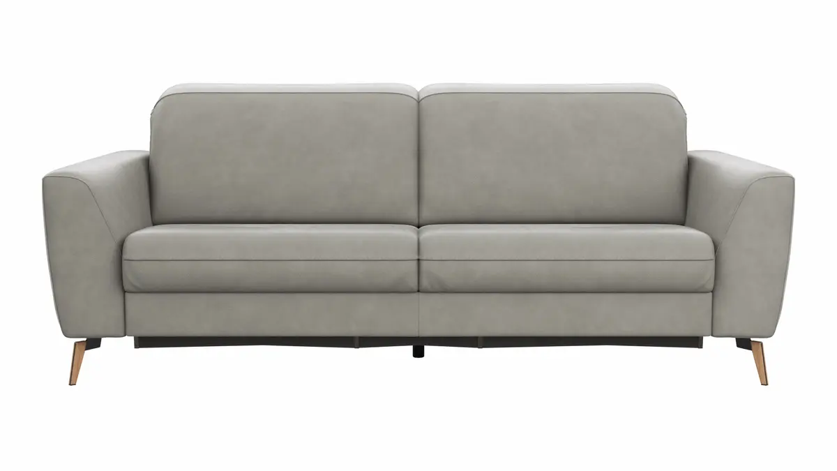 Sofa Tulsa KV - 3-Sitzer, inkl. Sitzvorzug (motorisch) und Kopfteilverstellung, Leder, Graubeige