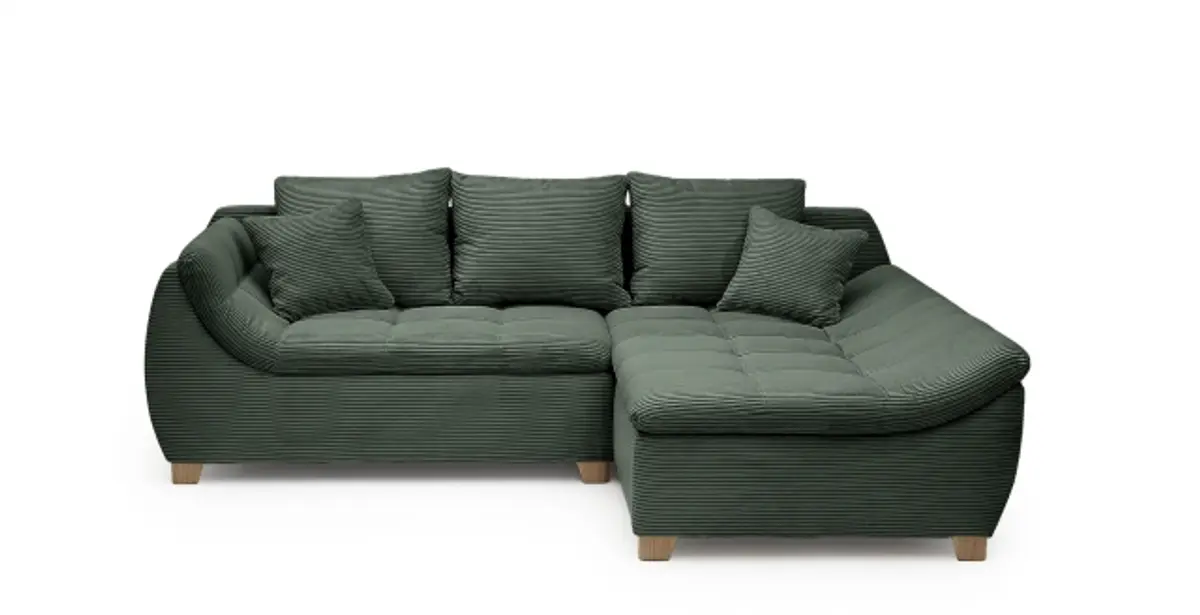 Ecksofa JAMILA - 2-Sitzer, Ecke rechts, Stoff, Grün