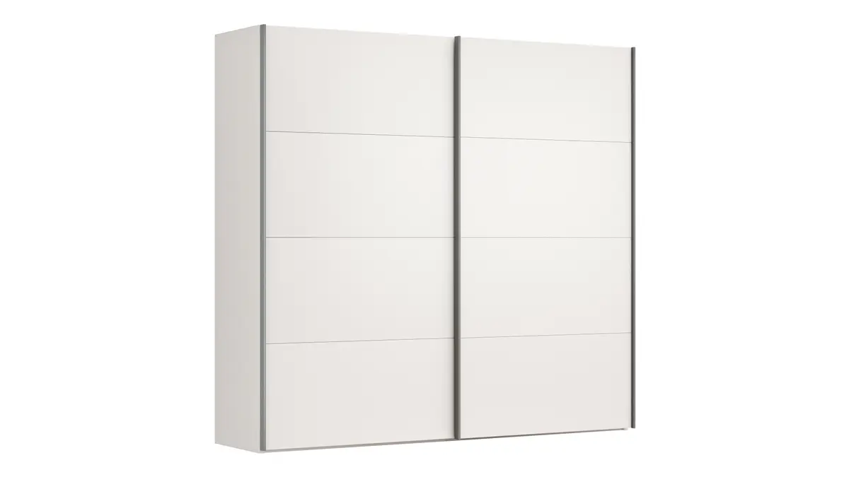 Schwebetürenschrank Viana - B ca. 241 cm, Lack, Weiß