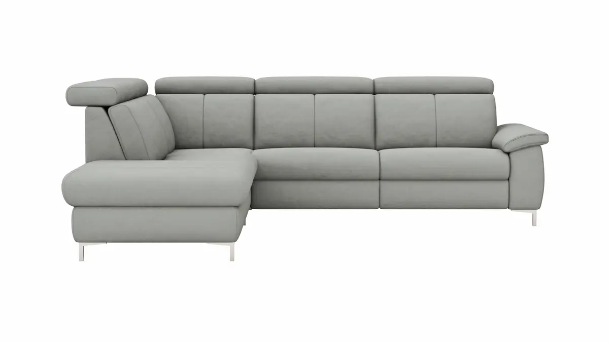 Ecksofa Cornella Style - Ecke links mit 2-Sitzer, Stoff, Hellgrau